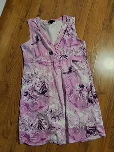 Calvin Klein Jeans XL Tank Top Dress Pink Purple Cotton Stretch Floral - Picture 1 of 7