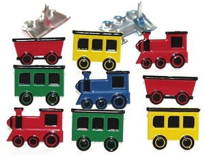TRAIN MIX BRADS Travel Toys Boys Railroad Scrapbooking Card Making Stamping - Picture 1 of 1