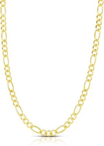 Floreo 14k Yellow Gold or White Gold 3mm Solid Figaro Chain Necklace - Picture 1 of 8