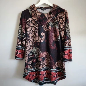 PAPA VANCOUVER Paisley Shirt Womens Small Floral Black Pink Asymmetric Y2K 90s - Bild 1 von 20