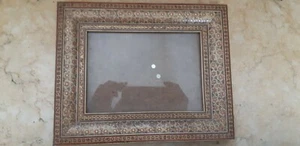 rare ANTIQUE DAMASCUS WOOD PICTURE FRAME DECORATION SEA SHELL handmade islamic - Picture 1 of 12