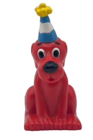 Vintage Clifford Big Red Dog Party Hat Toy Figure Cake Topper Birthday 3.75 inch Cover