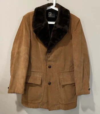 Chaqueta de pana marrón tostado Sears The Men’s Store talla 38R vintage años 80 piel sintética Foto 1 de 4