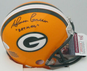 Packers Leading Rusher AHMAN GREEN Signed Riddell Mini Helmet AUTO w/ Batman JSA