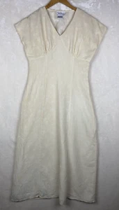 Vintage 80's Victoria Soie Midi Dress Womens 10 Yellow 100%Silk Work Office - Picture 1 of 13