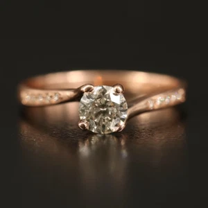 14K Rose Gold Diamond Bypass Ring - Picture 1 of 10