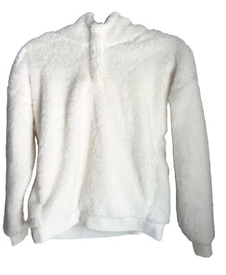 Lukka Lux Women’s Size S Sherpa 1/4 Snap Jacket White Hoodie Long Sleeve Pocket - Image 1 of 4