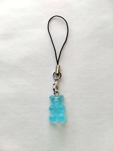 Blue Gummy Bear Phone Charm Dangle Lanyard Hang Pendant Chain Car Decor Handmade - Photo 1 sur 4