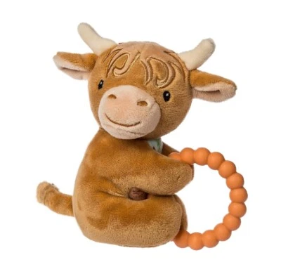 Taggies Hetty Highland Cow Soft Toy Teether Rattle – 5.5” Long - Image 1 of 3