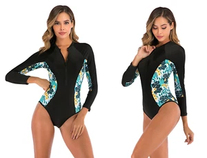 Women UV Rash Guard Bathing Suit Long Sleeve Swimsuit Surfing Wetsuit - Picture 1 of 7
