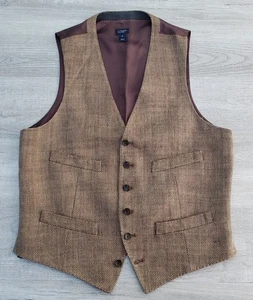 Gilet uomo vintage J.Crew spina di pesce lino piccolo SP 11 nonno core dark academia - Foto 1 di 10