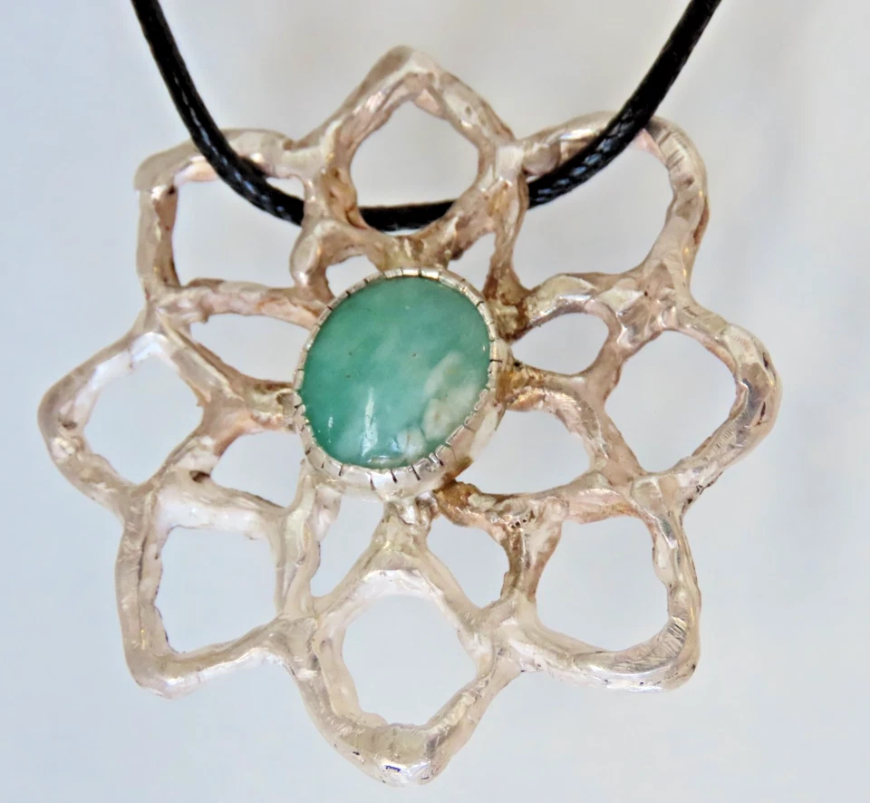 Ciondolo in ARGENTO 925 con grande smeraldo - Immagine 1 di 4