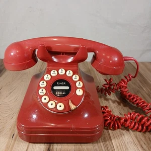 Vintage GRAND PHONE Push Button Corded Red Phone MCM - Picture 1 of 11