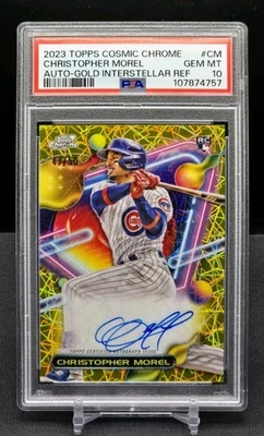 CHRISTOPHER MOREL 2023 Topps Cosmic RC GOLD INTERSTELLAR AUTO SN# 47/50 PSA 10 - Image 1 of 4