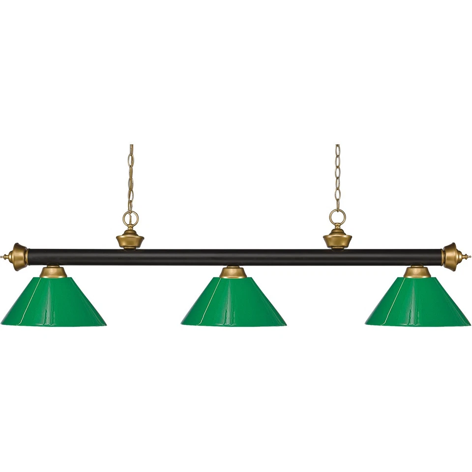 Z-Lite 200-3BRZ+SG-PGR Riviera Billiard Light Bronze and Satin Gold - Image 1 of 1
