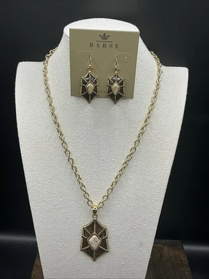 Collar y Pendiente Laberinto Barse - Bronzita y Ópalo Africano - Bronce - Nuevo con Etiquetas Foto 1 de 4