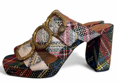 TACÓN MULA PLATAFORMA MAYFAIR Kurt Geiger Londres Talla 36 EE. UU. 6 Cuadros Estrás LEER Foto 1 de 4