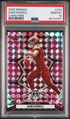 2022 Panini Mosaic - NFL Debut Sam Howell #274 Camo Pink Mosaic Prizm PSA 10 RC  - Image 1 of 2