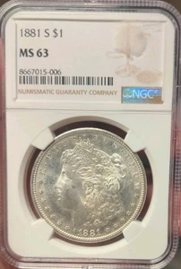 1881 S "Billy the Kid" Morgan Liberty Head 90% Silver Dollar • NGC MS 63 - Bild 1 von 2