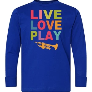 Inktastic Live Love Play The Trumpet Youth Long Sleeve T-Shirt Laugh Musician - Picture 1 of 5