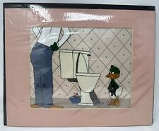 Cartoon Cell Signed cduffy ‘96, Duck & Toilet, Funny, Whimsical