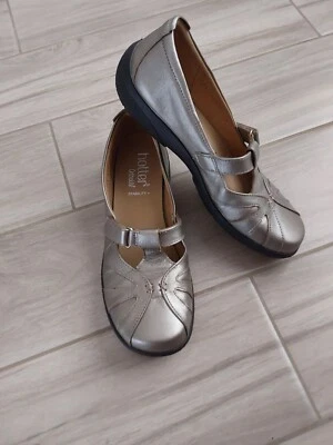 Hotter Nirvana II Ortholite Gris Cuero Metálico Mary Jane Pisos.   Talla 8,5 Foto 1 de 4