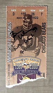 Brian Urlacher signiert & beschriftet NFL Debüt Ticket Stub Chicago Bears 9/3/00 W@W - Bild 1 von 4