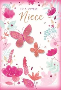 Tarjeta de cumpleaños de sobrina - Lámina de arco floral oso en mesa de jardín 7,75x5,25 - Imagen 1 de 4