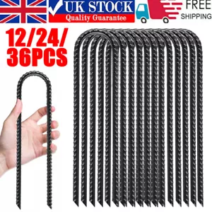 12/24/36x U-Shaped Tent Pegs Heavy Duty Camping Marquee Metal Stake Pegs Anchor - Picture 1 of 21