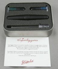 Stipula Passaporto Superleggera Stealth Black Fountain Pen Set - Fine Nib - New