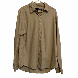 Ralph Lauren Shirt Mens Slim Fit Size XXL Tan LongSleeve Button Front - Picture 1 of 9