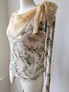 RED VALENTINO Top Blouse Cotton w/ Lace Bow size 46 - Picture 1 of 6