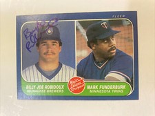 1986 Fleer Billy Jo Robidoux Autographed Card #652 Milwaukee Brewers A-12