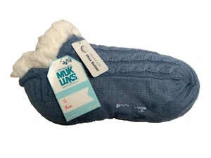 Muk Luks Slipper Socks Infused With Shea Butter Blue sz S/M 6-8 Non Skid - Picture 1 of 4