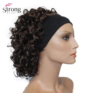 StrongBeauty Short Super Curly Dark Brown Silky Soft Headband Wig Synthetic Wig - Picture 1 of 15