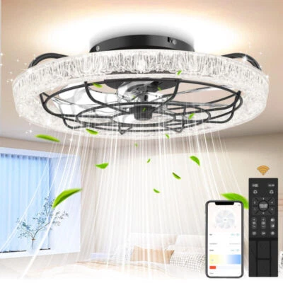 6 Speed Large LED Ceiling Fan with Lighting LED Light Adjustable Wind + Remote - Image 1 of 4