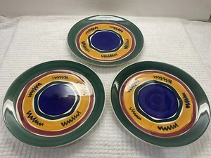 1988 Gail Pitman Vintage 10” Dinner Plates / Set Of 3/ Green & Gold - Picture 1 of 7
