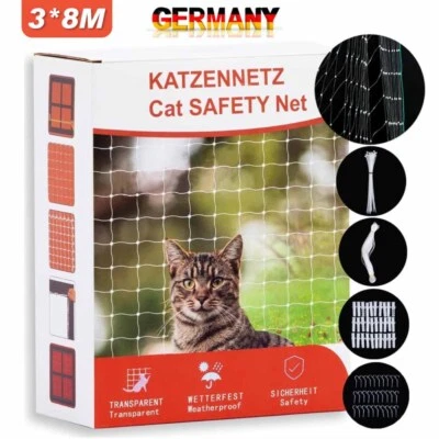 Katzennetz Für Balkon & Fenster Katzenschutznetz 8X3M Balkonnetz Robustes - Bild 1 von 4