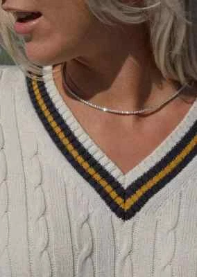 Теннисное ожерелье с бриллиантами 6,80 карата Eternity золото 14 карат 22 дюйма 4 зубца желтое золото - Изображение 1 из 4