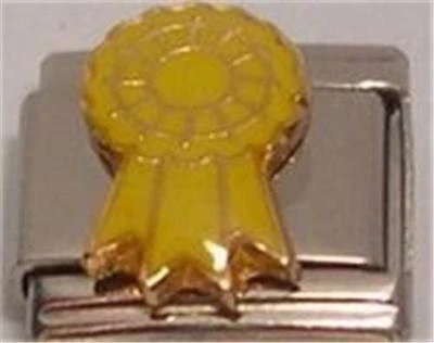 黄色 PRIZE RIBBON 珐琅意大利小饰品 9 毫米经典 DIY 手镯 罕见 — 第 1/2 张图片