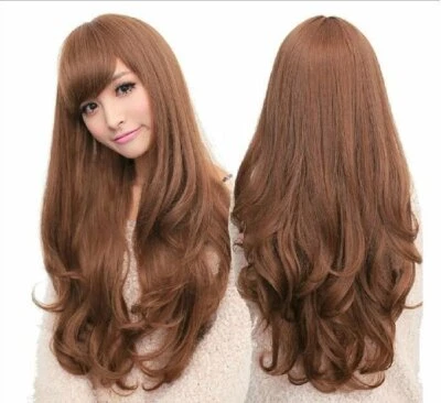 ZMART AUSTRALIA Long Wavy Curly Full Hair Wigs w Side Bangs Cosplay Costume Fancy Anime Womens