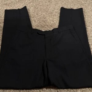 Joseph & Feiss International Comfort Stretch Flat Front Black Pants 34 100% Wool - Picture 1 of 6