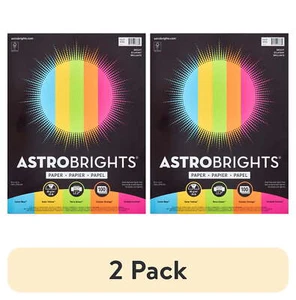 (2 pack) Colored Paper, 24 lb./89 Gsm, Bright Assortment, 5-Colors, 100 Sheets - Picture 1 of 10