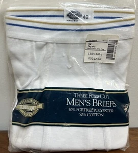 Vintage Towncraft JC Penney Men's Full Cut Briefs White 3 Pack Size 42 NOS NEW - Picture 1 of 6