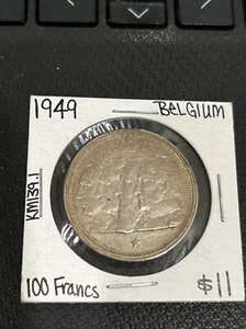 BU 1949 * BELGIUM * SILVER 1OO FRANCS * RARE LOW MINTAGE COIN * KM 138.1 * - Picture 1 of 2