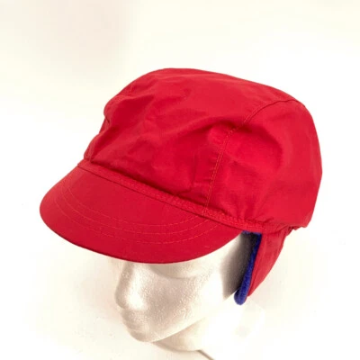 LL Bean сделано в США красный мягкая подкладка зимняя шляпа индиго флис интерьер размер средний - Изображение 1 из 4