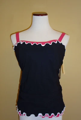 NWT Profile by Gottex Black Moroccan Escape Tankini ONLY Swim Top in size 38D - Image 1 of 4