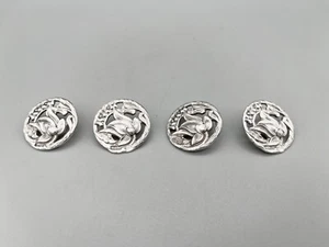 4 x ART NOUVEAU STERLING SILVER FLOWER BUTTONS, WILLIAM HUTTON, BIRMINGHAM, 1905 - Picture 1 of 6