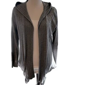 Ya Los Angeles Wool Blend Open Hoody Cardigan, Grey, Size Large, EUC - Picture 1 of 7