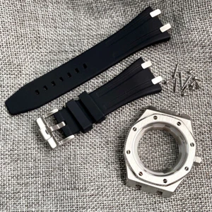 42mm Stainless Steel Brushed Watch Case Rubber Strap Fit JapanNH35 NH36 Sapphire - Picture 1 of 17